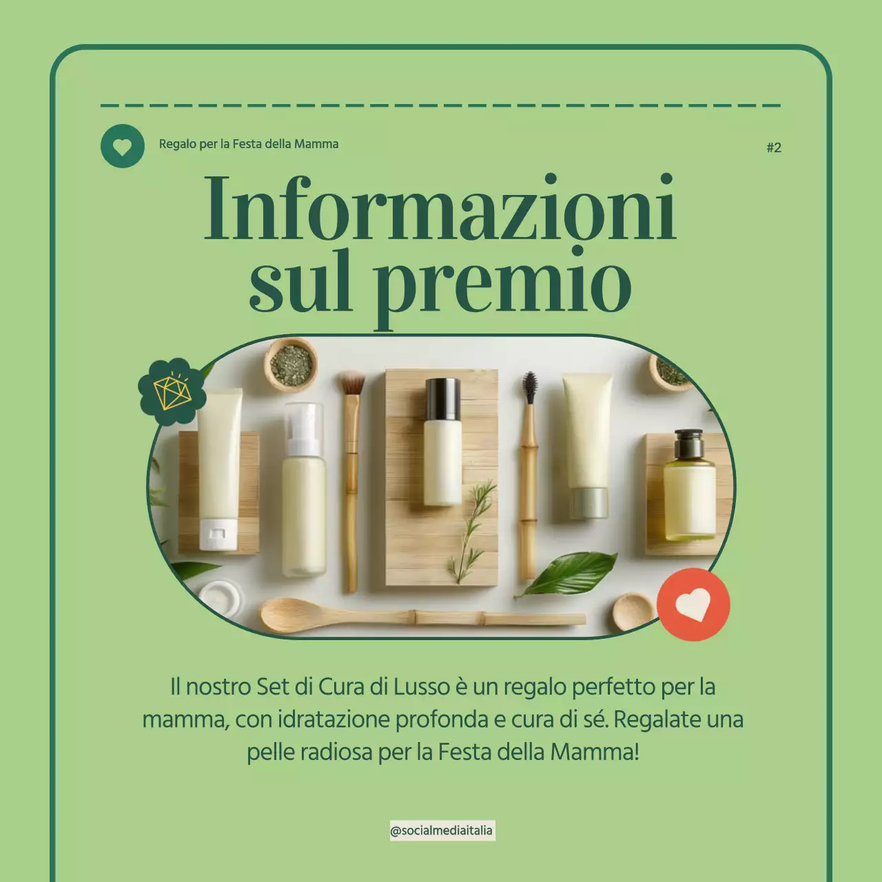 Verde Beige Semplice Moderno Festa della Mamma Annuncio di un regalo Carosello Instagram