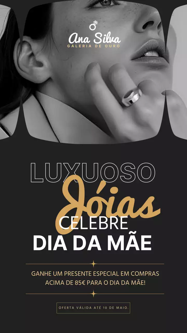 Ouro Preto Clássico Elegante Preço Especial Jóias Promocionais no Dia da Mãe Anúncio