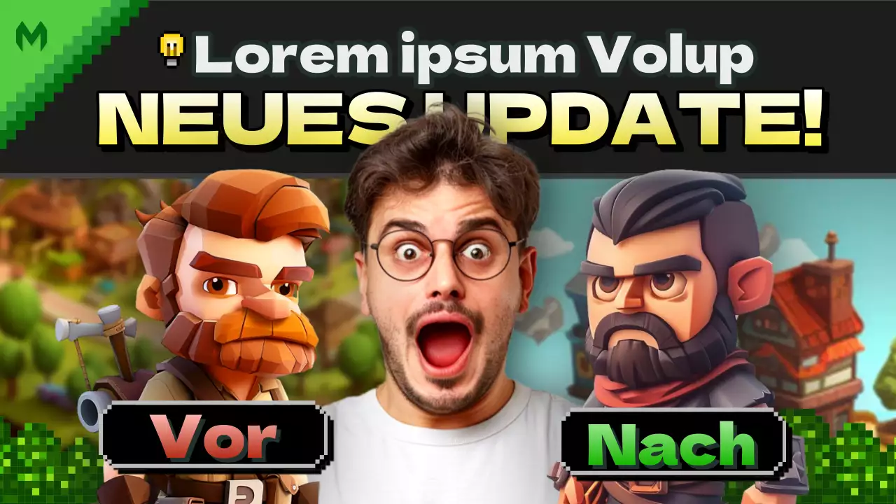 YouTube-Miniaturansicht des grün-schwarzen Fantasy-Spiels