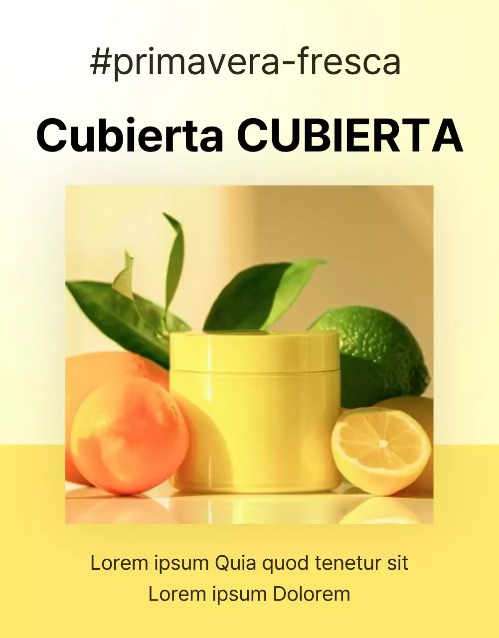 Portada de anuncio sencillo de cosméticos para el cuidado de la piel en amarillo y naranja