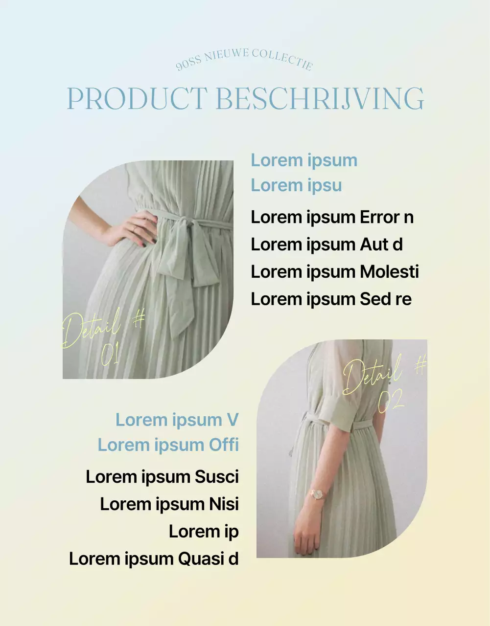 Promoot een trendy modecentrum in lichtblauw en geel