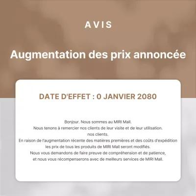 Annonces de hausses de prix brunes et propres