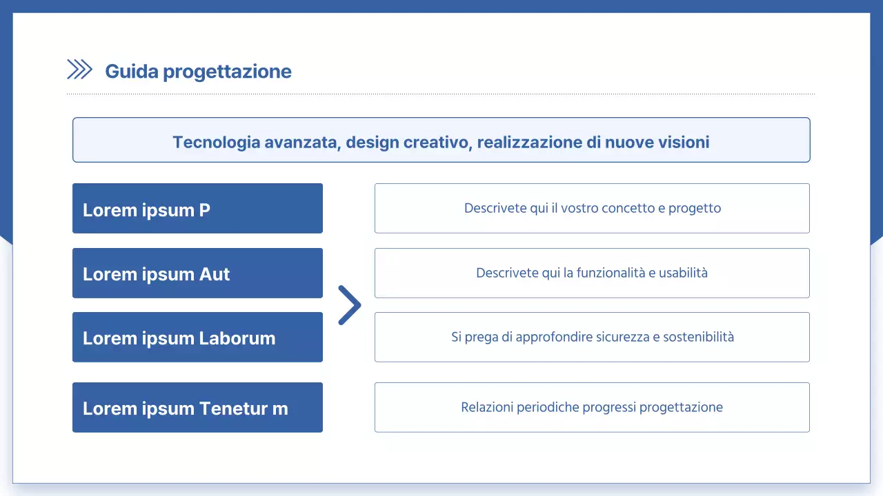 Moderno prospetto del costruttore in bianco e blu