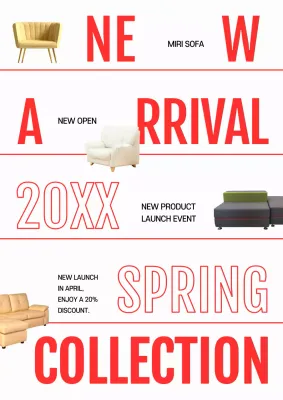 Promote new product launches with a simple red and white color scheme