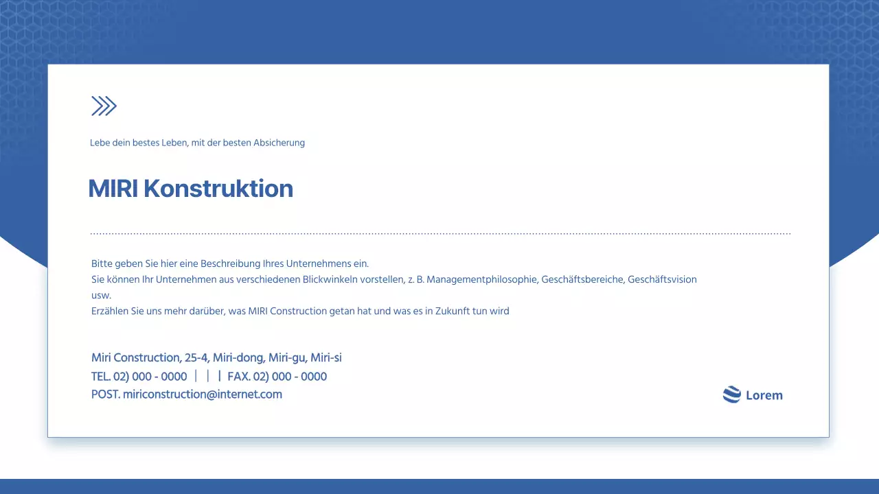 Moderner Bauherrenprospekt in Blau und Weiß