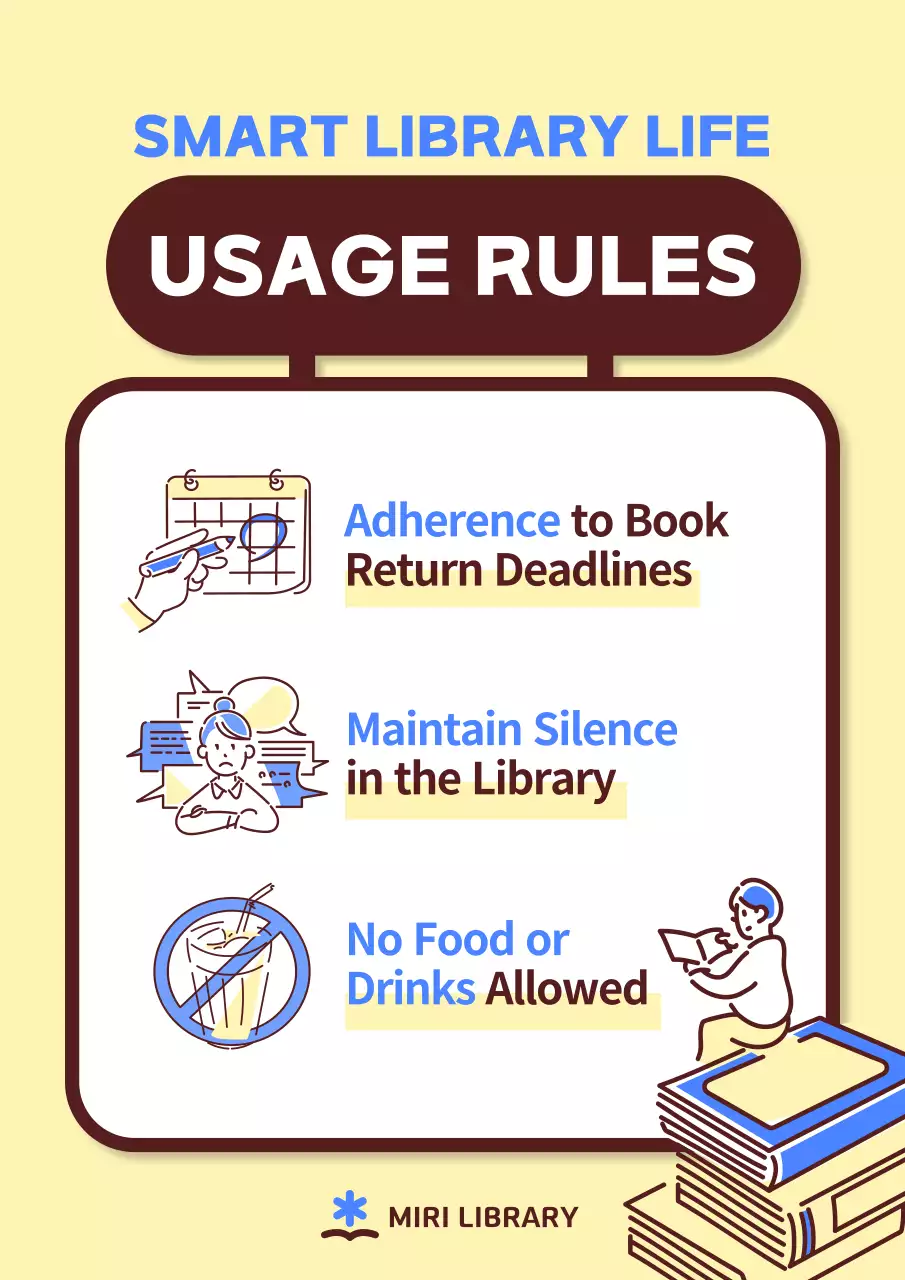 Beige Minimal Library Guideline Poster