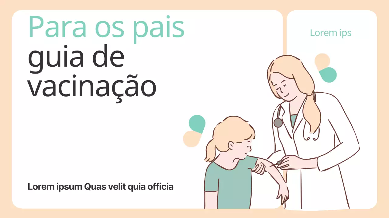 Um bonito guia bege e menta sobre imunizações