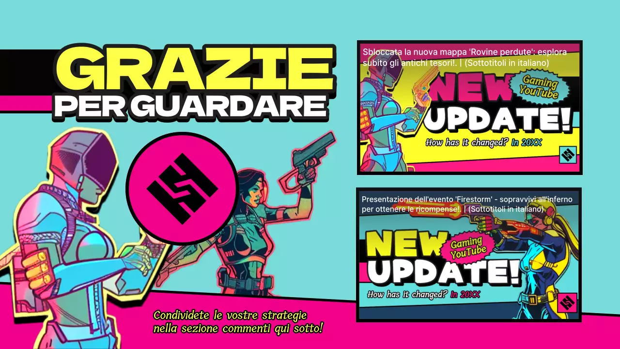 Copertina dell'outro di YouTube di giochi retrò in rosa e giallo