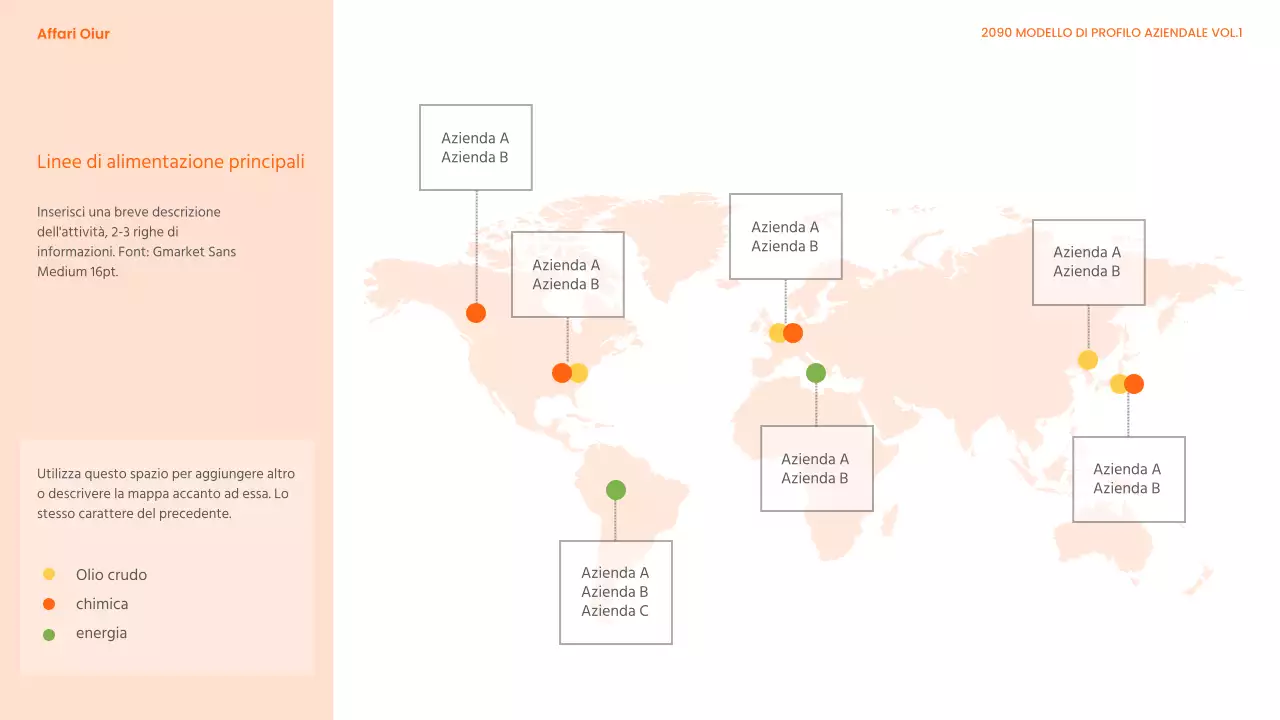 Carta intestata moderna, arancione e bianca, di un'azienda di prodotti chimici industriali pesanti
