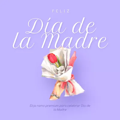Lila y blanco minimalista juguetón ilustrativo feliz día de la madre ramo de flores Instagram Post