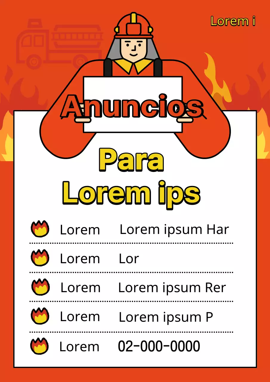 Un sencillo anuncio rojo y amarillo de reclutamiento de bomberos voluntarios