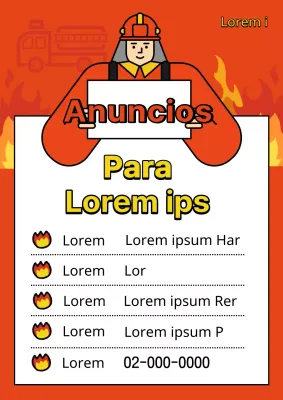Un sencillo anuncio rojo y amarillo de reclutamiento de bomberos voluntarios