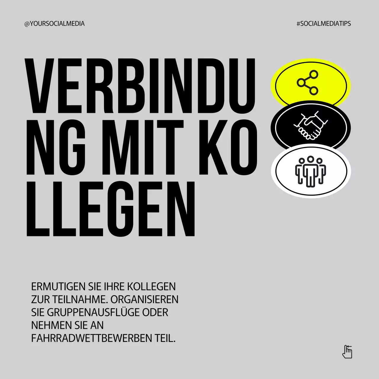 Grau Neon Grün Bold National Bike to Day Tipps Instagram Karussell Post