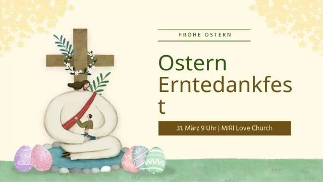 Eine grün-gelbe Ostergeschäftsanzeige