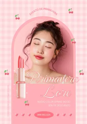 Un nuevo anuncio de color para una bonita barra de labios en rosa y marfil.