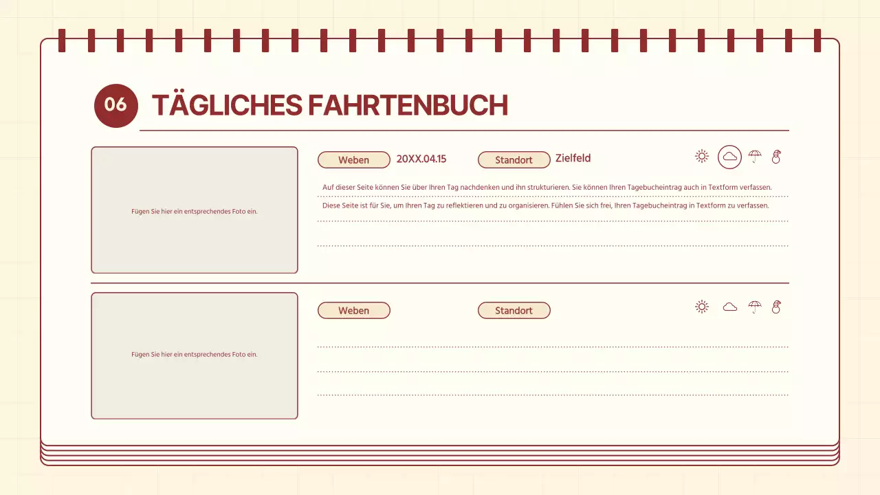 Eine gemütliche Reiseroute in Rot und Elfenbein