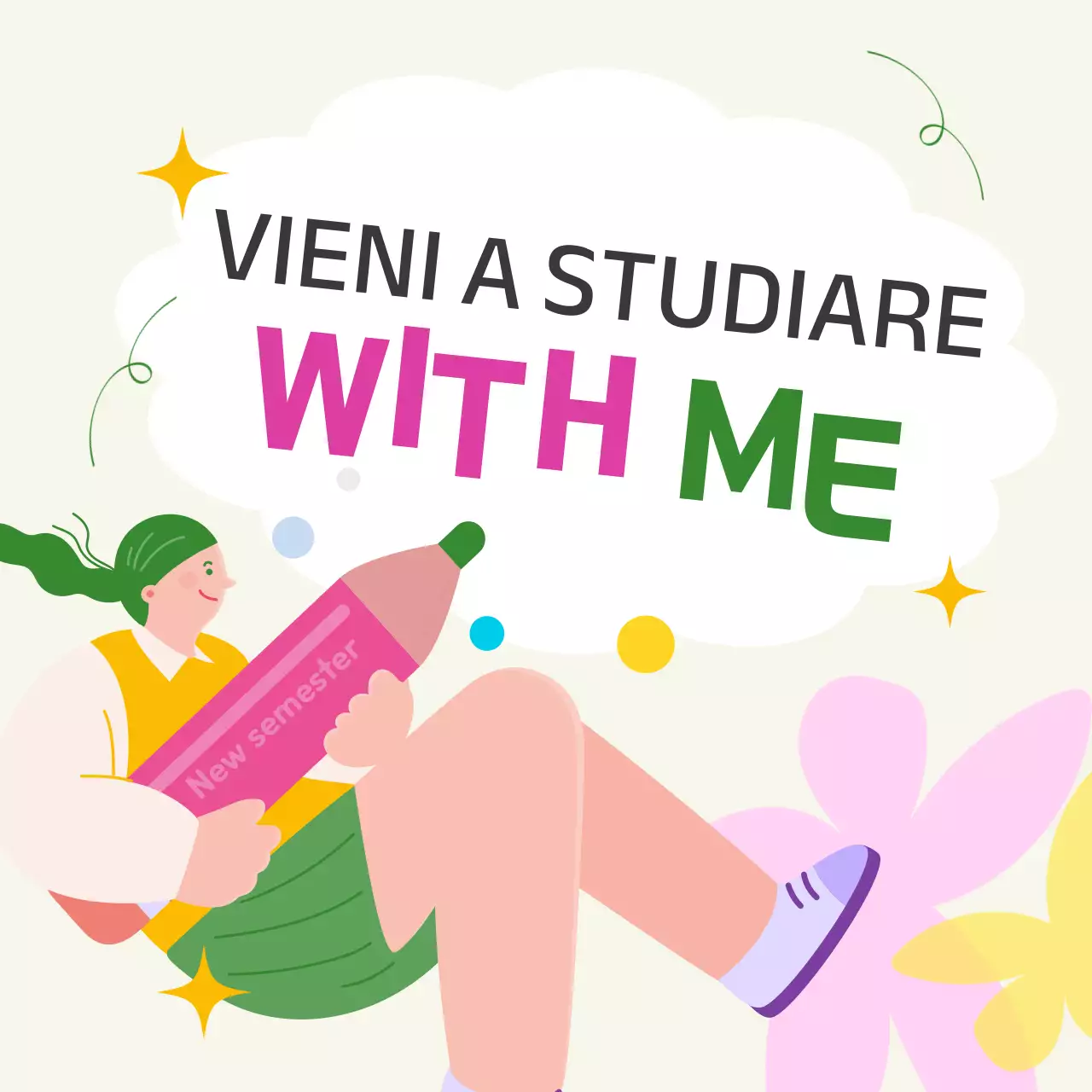 Una guida per studenti per una moderna vacanza di primavera in verde e giallo