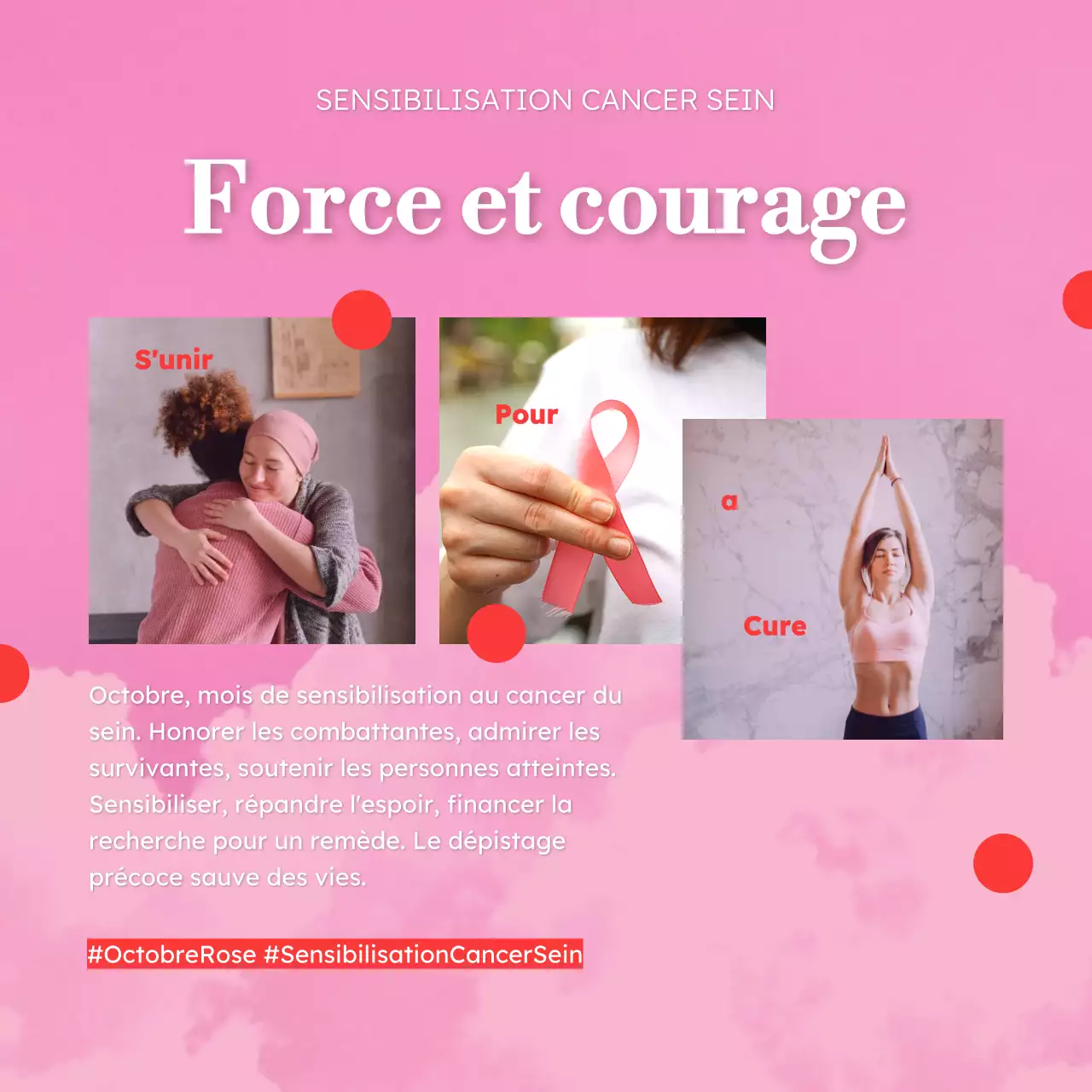Campagne rose et rouge du mois de sensibilisation au cancer du sein