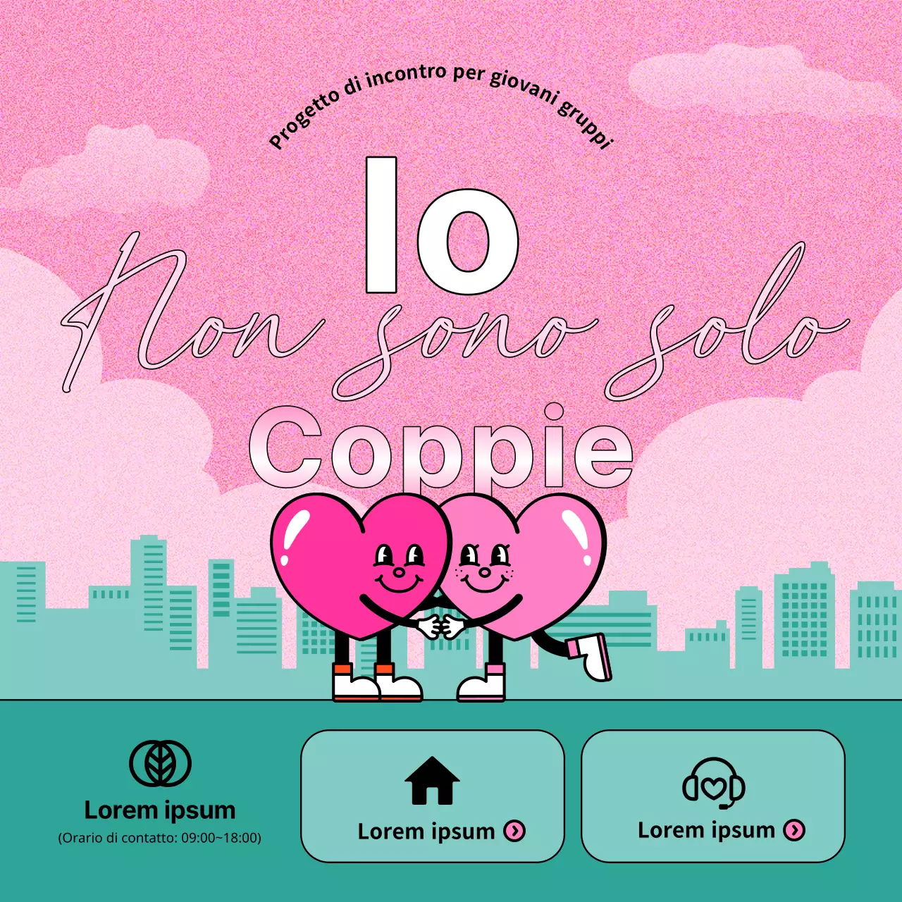 Promuovere un appuntamento municipale kitsch in rosa e menta.