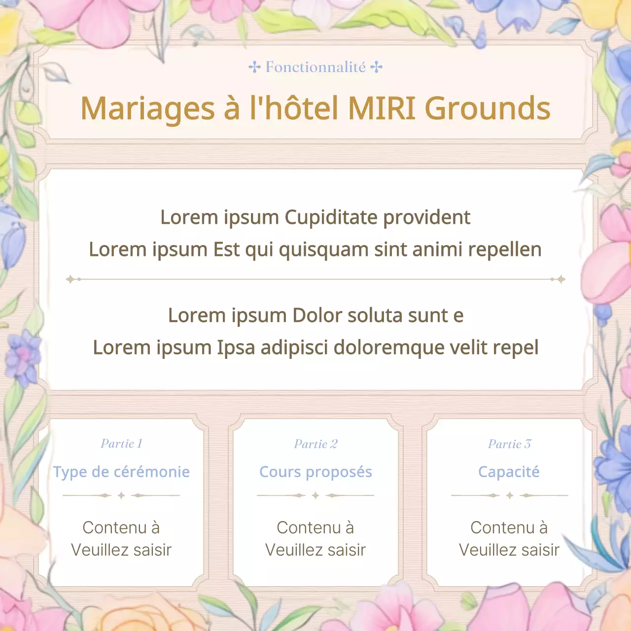 Promouvoir un lieu de mariage classique lavande et rose