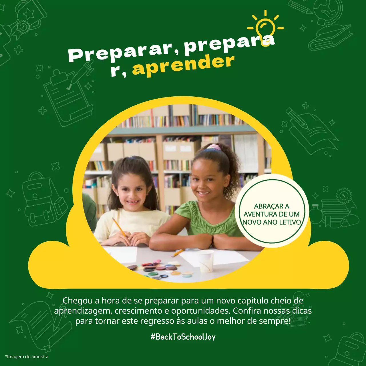 Guia da época escolar moderna verde e amarela
