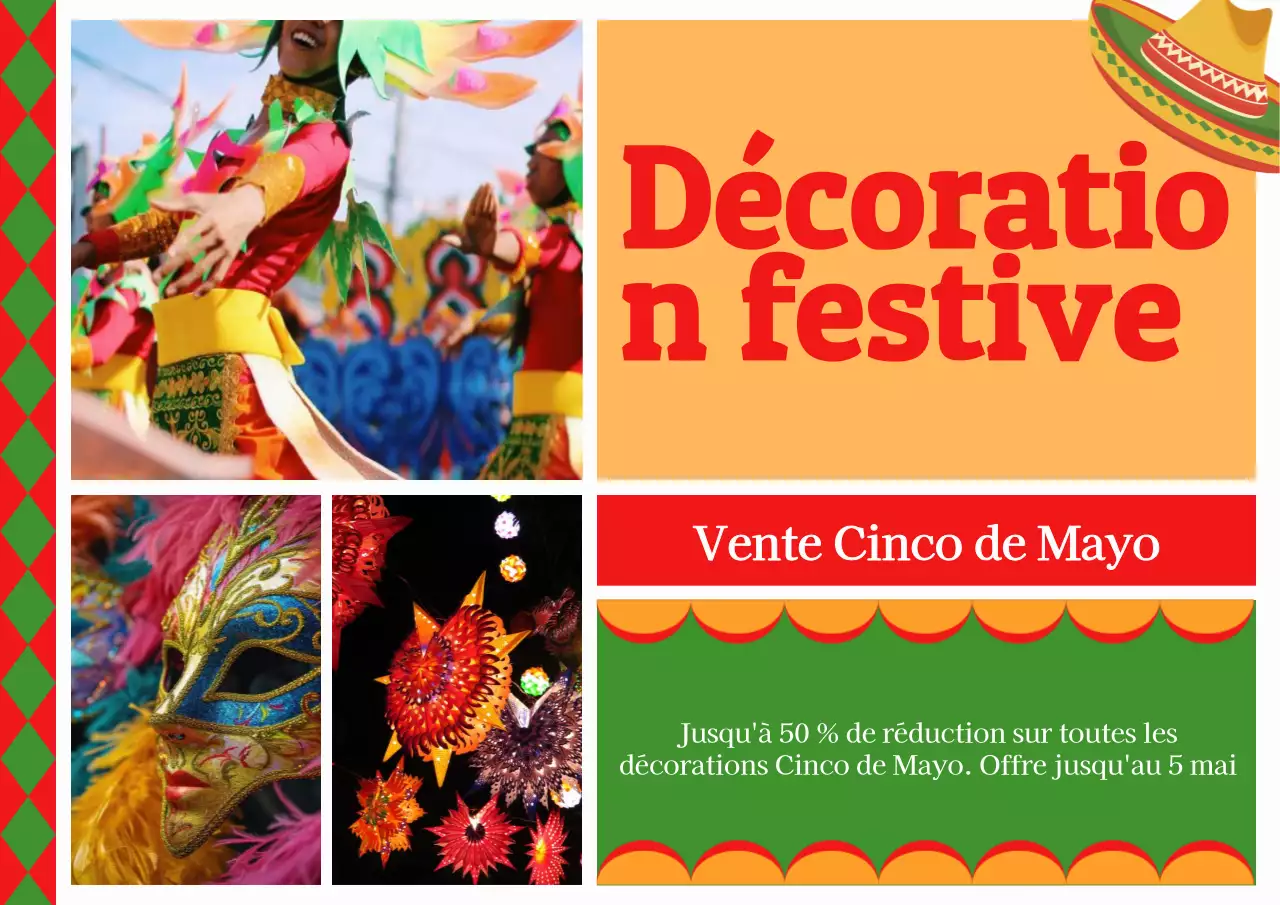 Décoration moderne verte et rouge pour Cinco de Mayo Publicité
