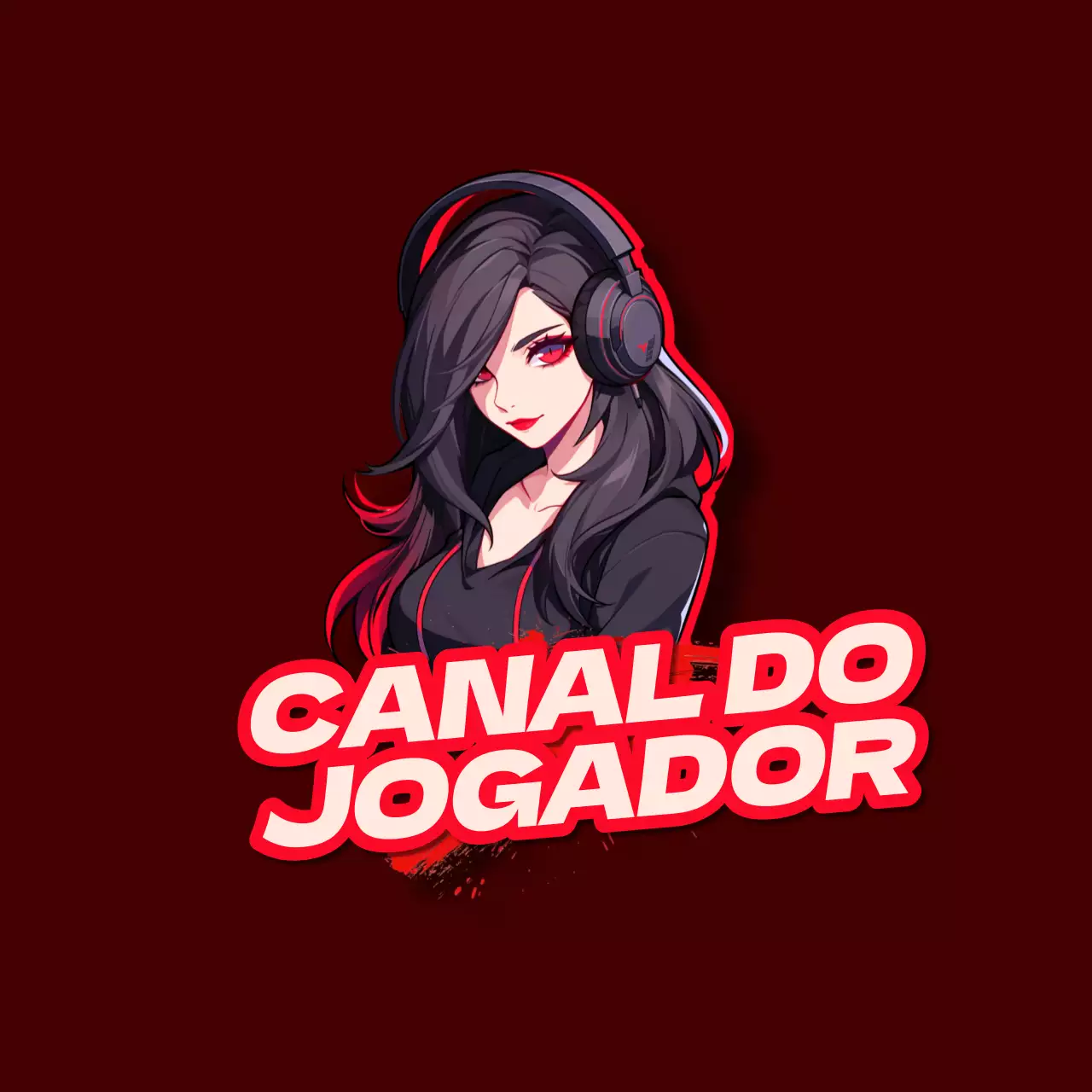 logótipo do canal lady gamer ilustrado a preto e vermelho título principal