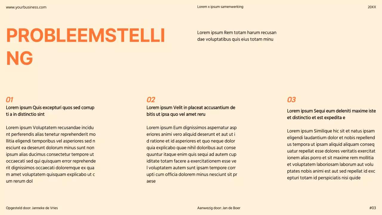 Oranje Modern Minimaal Vet Pitch Deck Voorstel