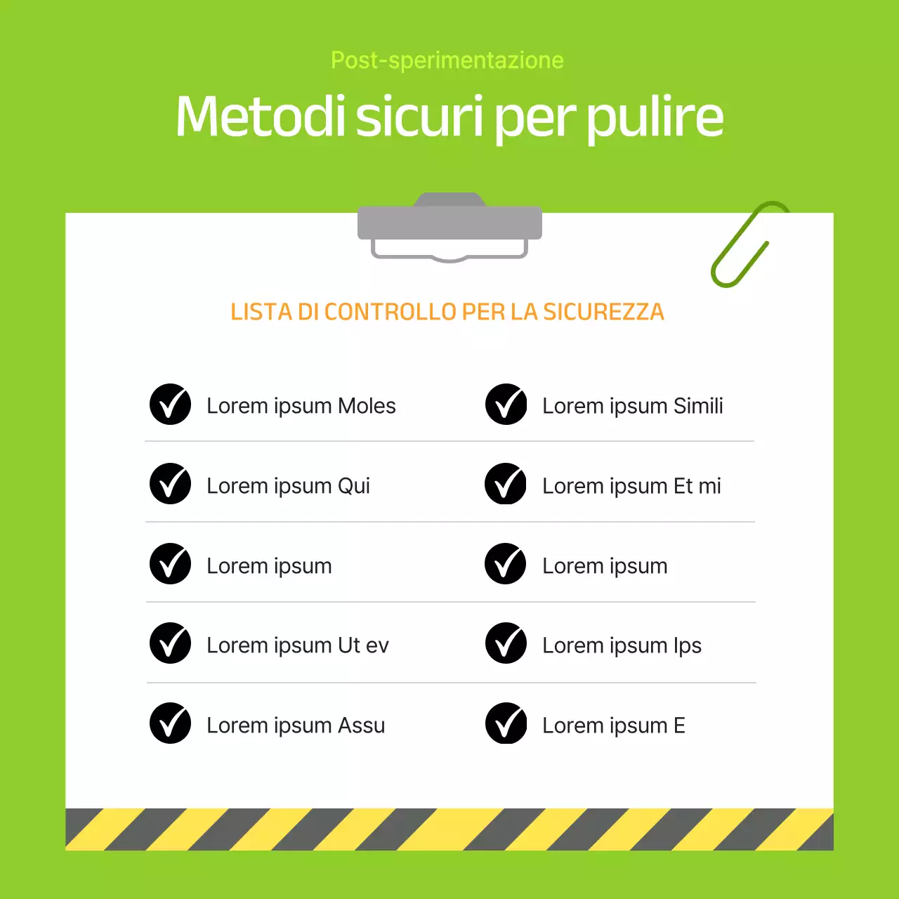 Materiali di formazione sulla sicurezza in laboratorio moderni e di colore verde lime