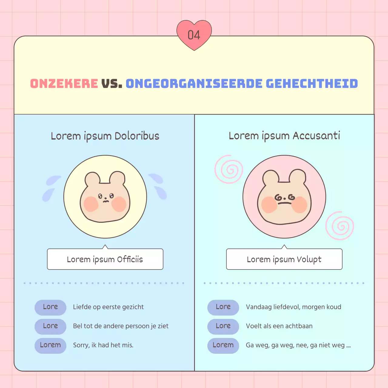 Een gids voor hechtingsstijlen bij volwassenen in roze en lichtblauw