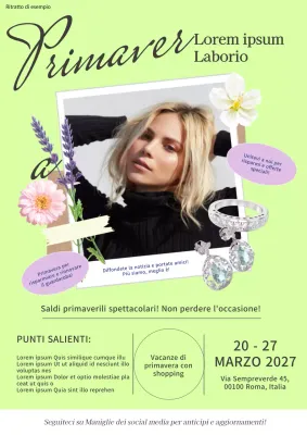 Annuncio di vendita per le vacanze di primavera moderno, verde e viola