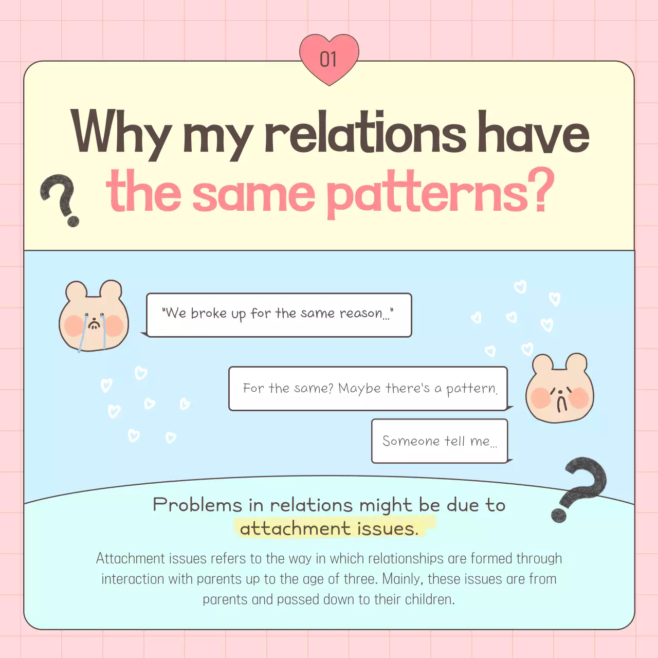 A cute pink and light blue guide to adult attachment styles