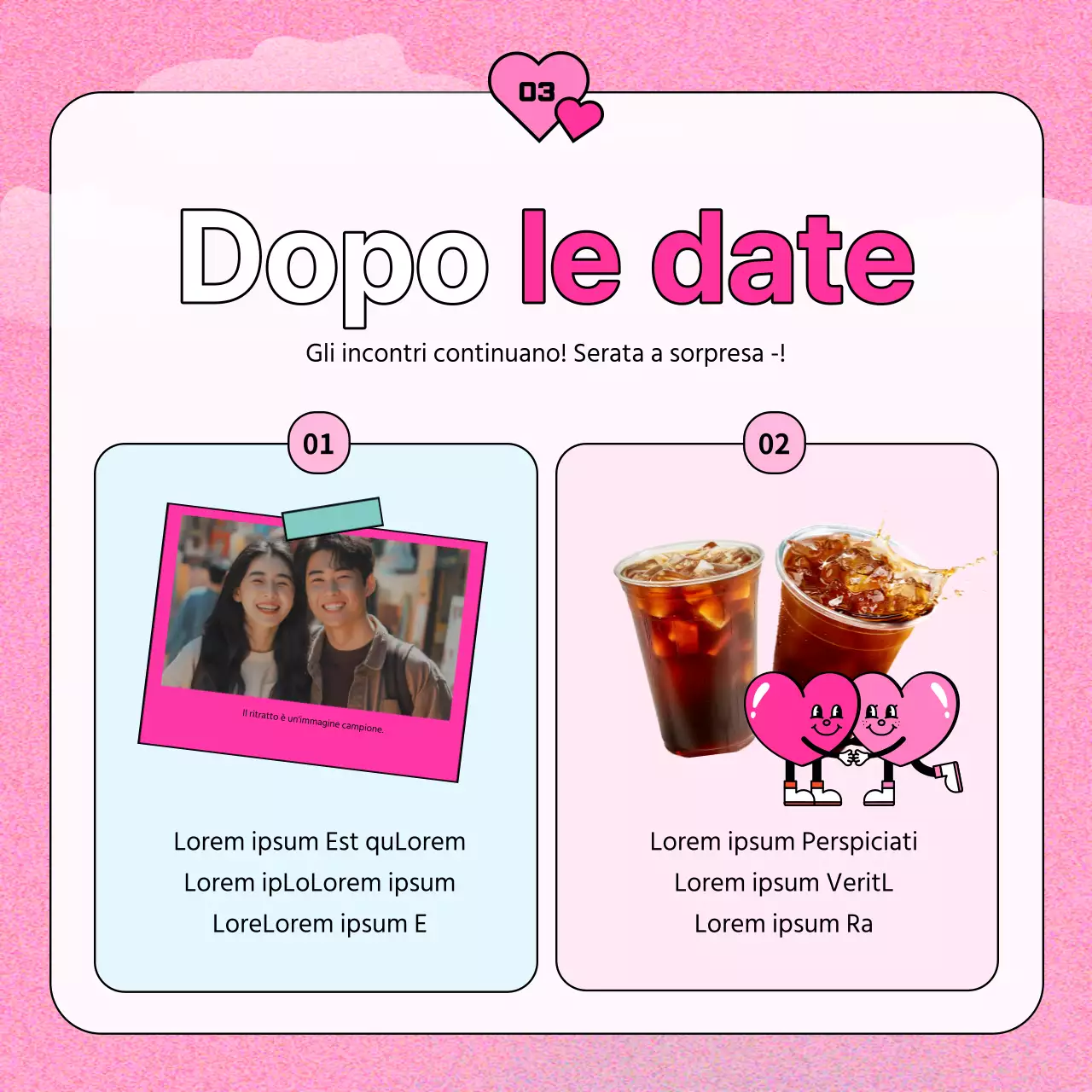 Promuovere un appuntamento municipale kitsch in rosa e menta.