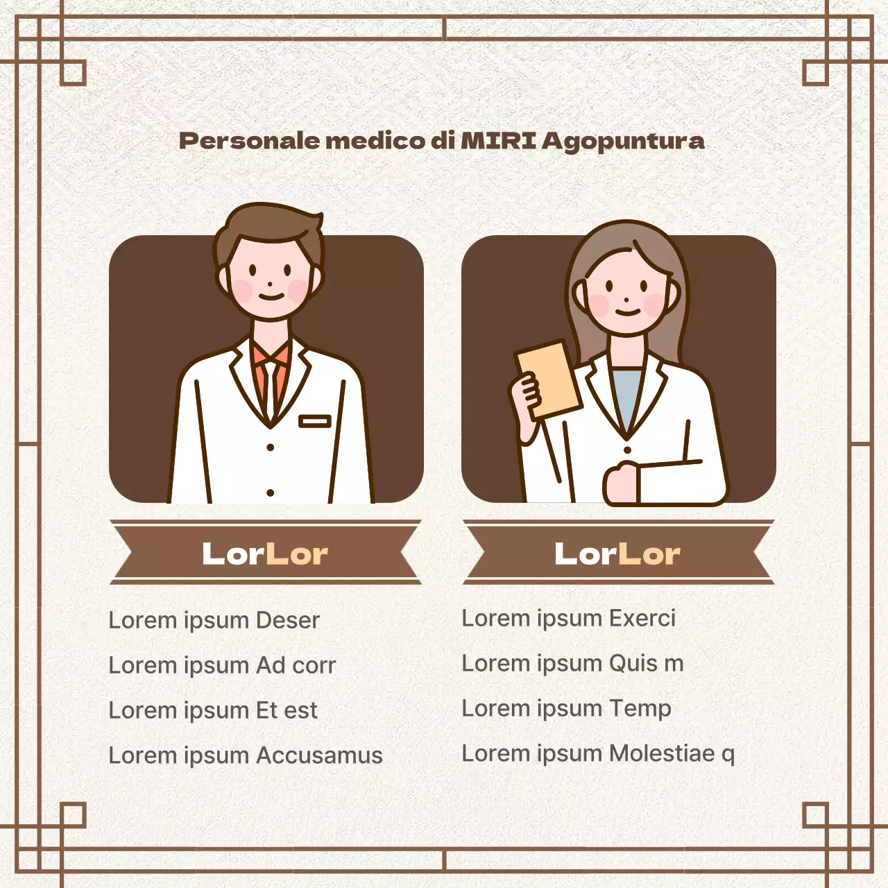 Pubblicità marrone, orientale, di prescrizione di erbe medicinali per una clinica cinese.