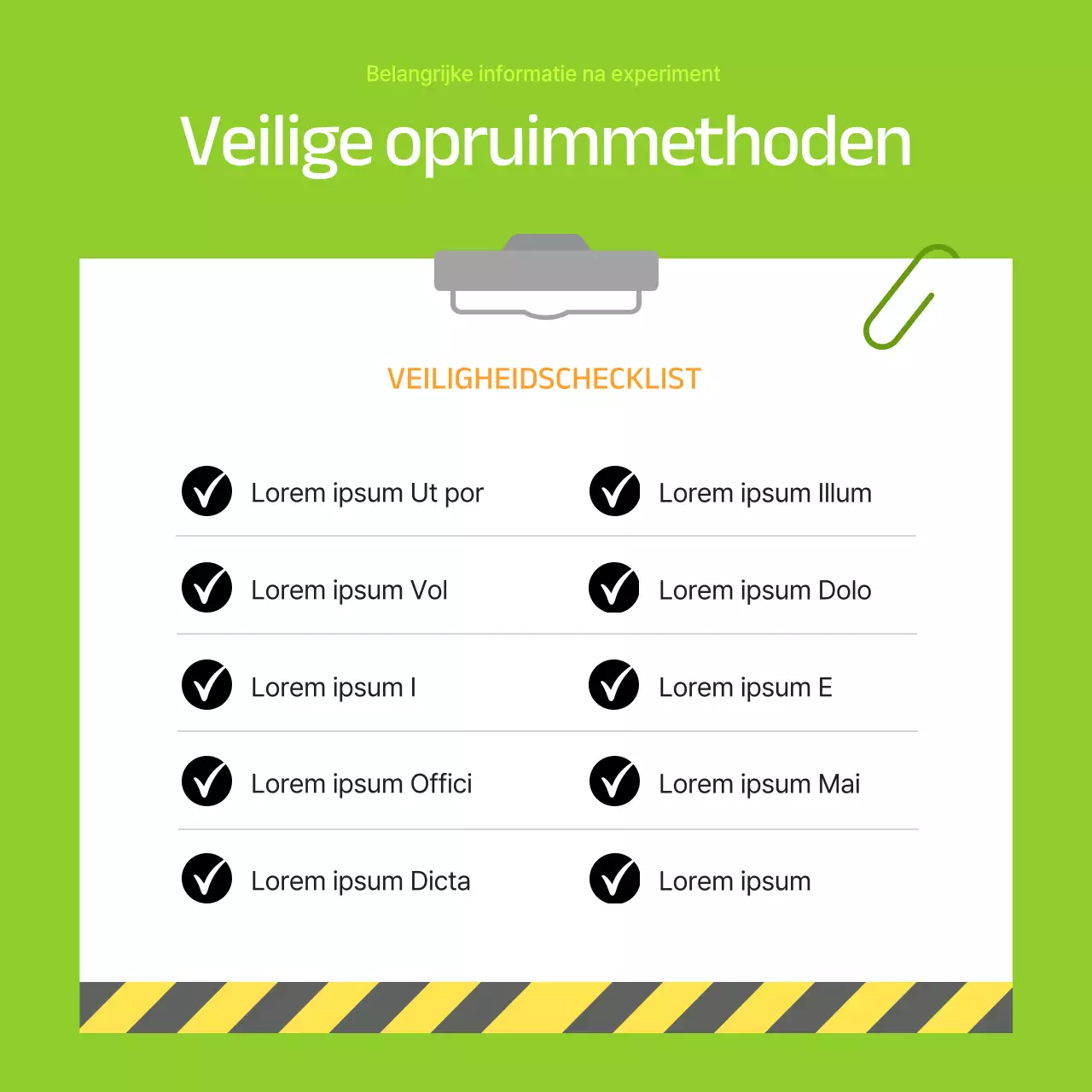 Modern, limoengroen trainingsmateriaal voor labveiligheid