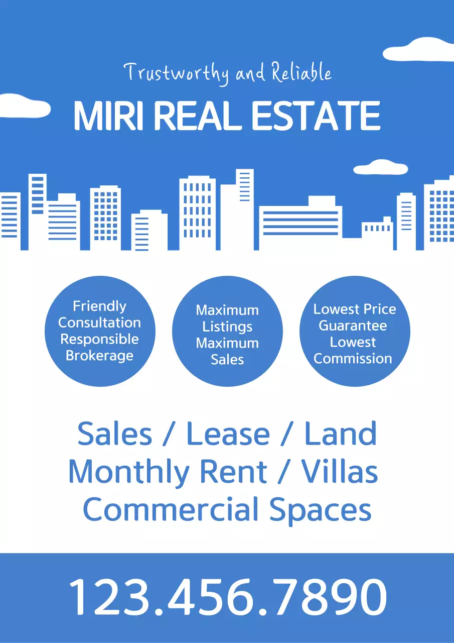 Blue Modern Real Estate Promotion Poster