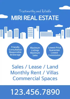 Blue Modern Real Estate Promotion Poster