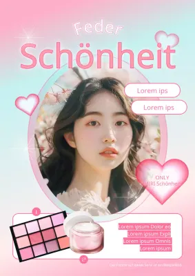 Niedliche Einkaufszentrum Kosmetik Werbeflyer in rosa und hellblau