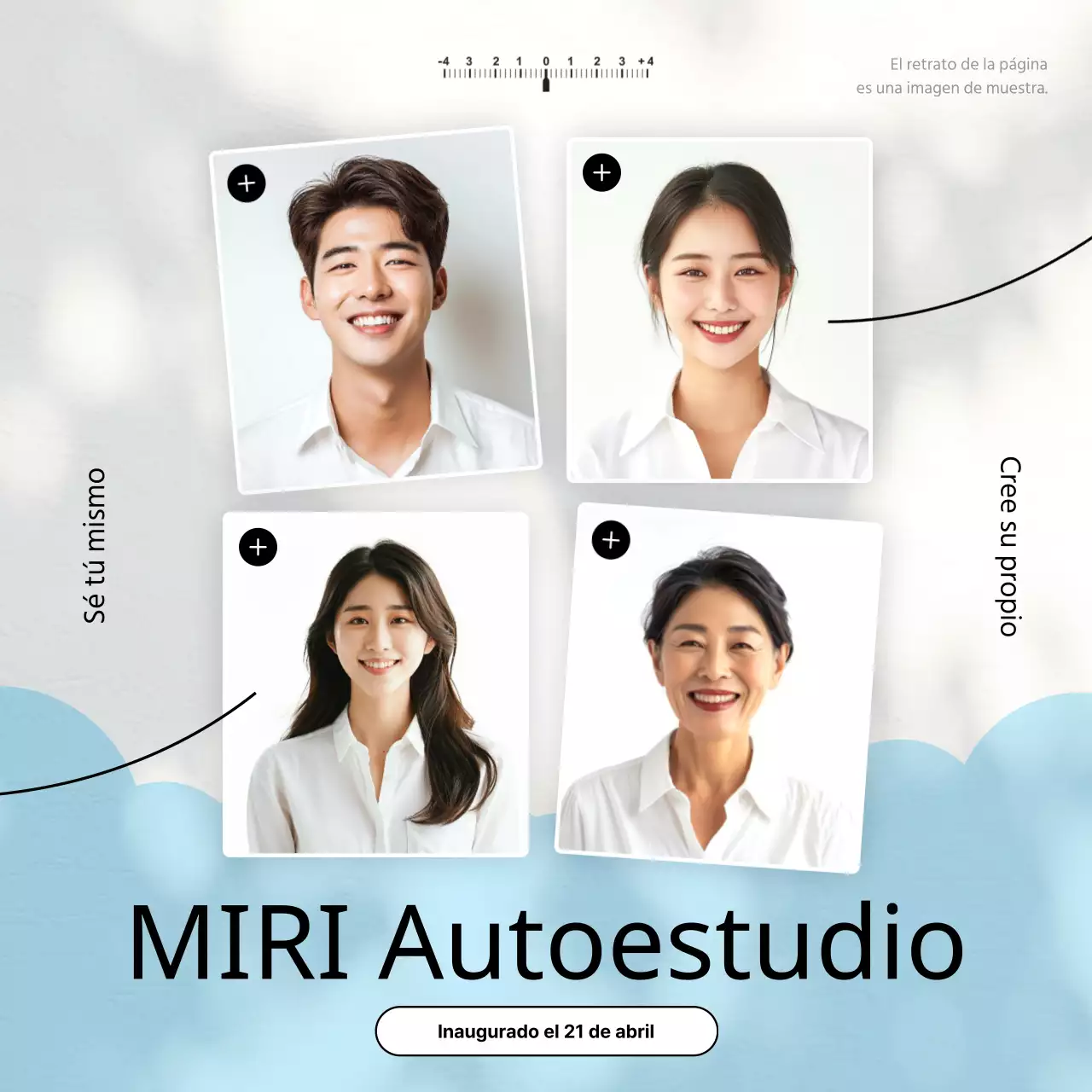 Promoción de un sencillo autoestudio en azul claro y gris