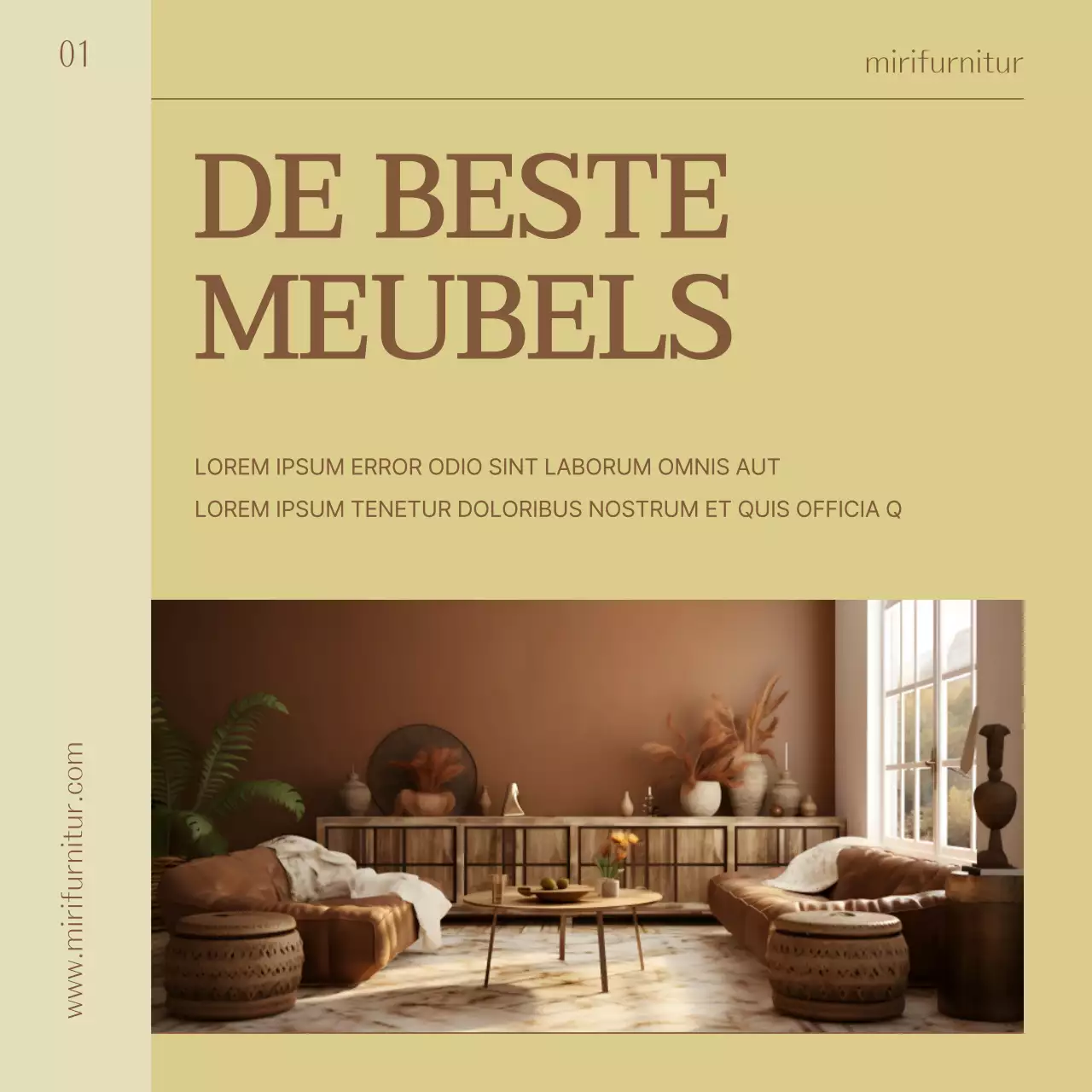 Promoot een eenvoudig meubel in geel en bruin