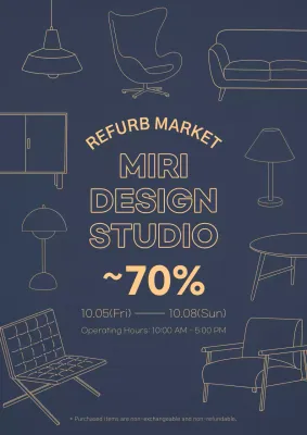 Navy blue minimalist interior ad