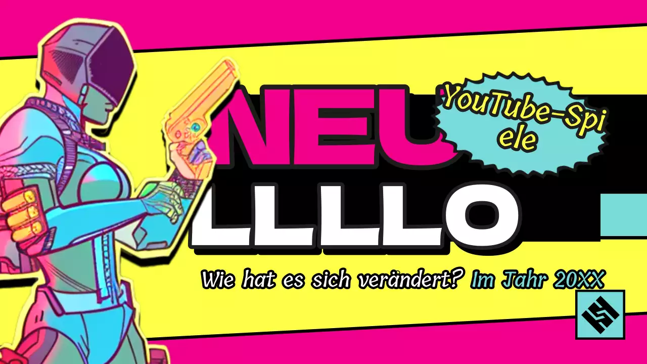 Retro-Gaming-YouTube-Miniaturansicht in Rosa und Gelb