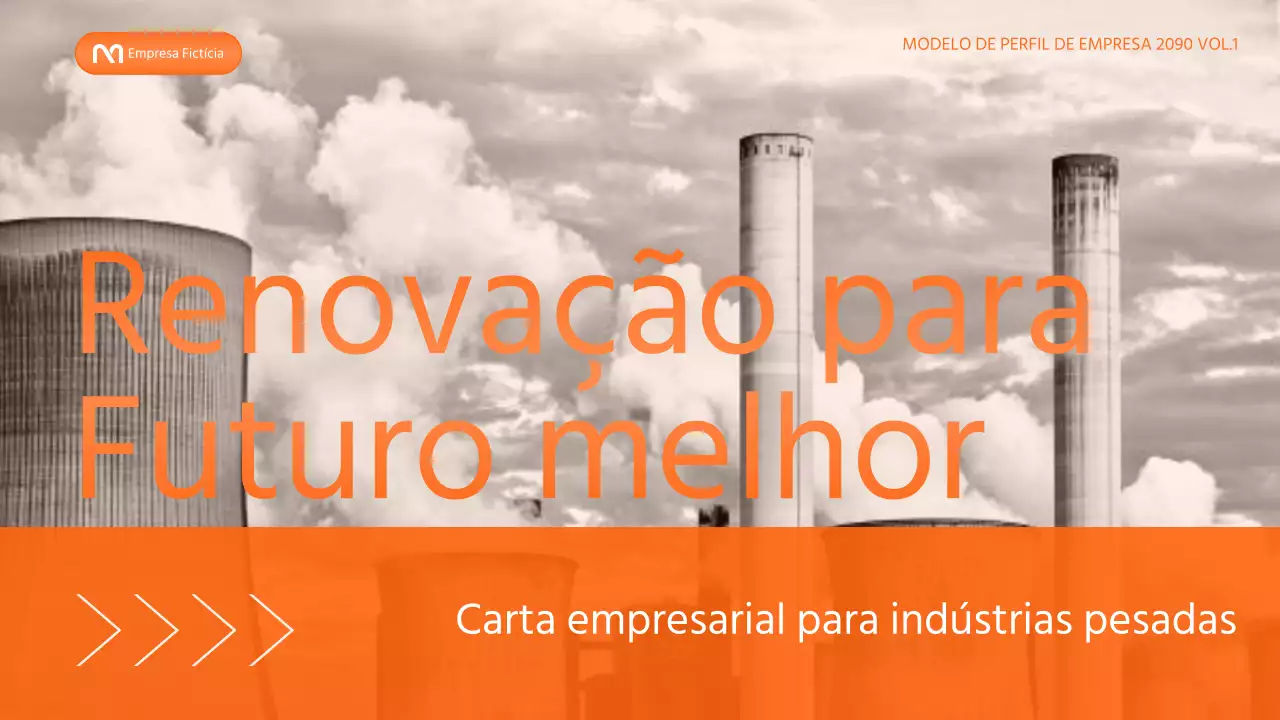 Um papel timbrado moderno, a laranja e branco, de uma empresa de produtos químicos industriais pesados