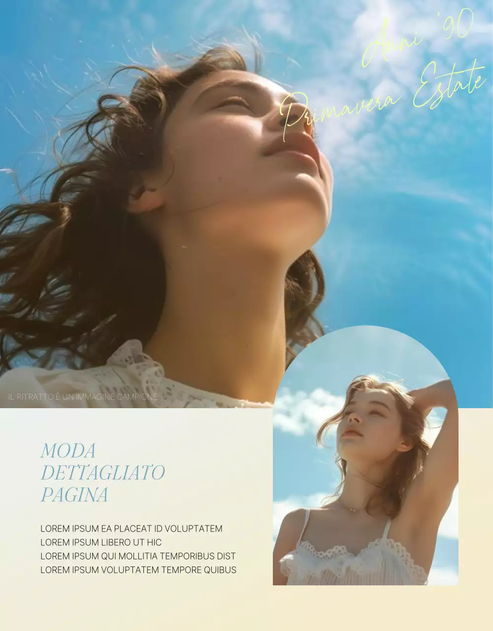 Promuovere un centro commerciale di moda di tendenza in azzurro e giallo