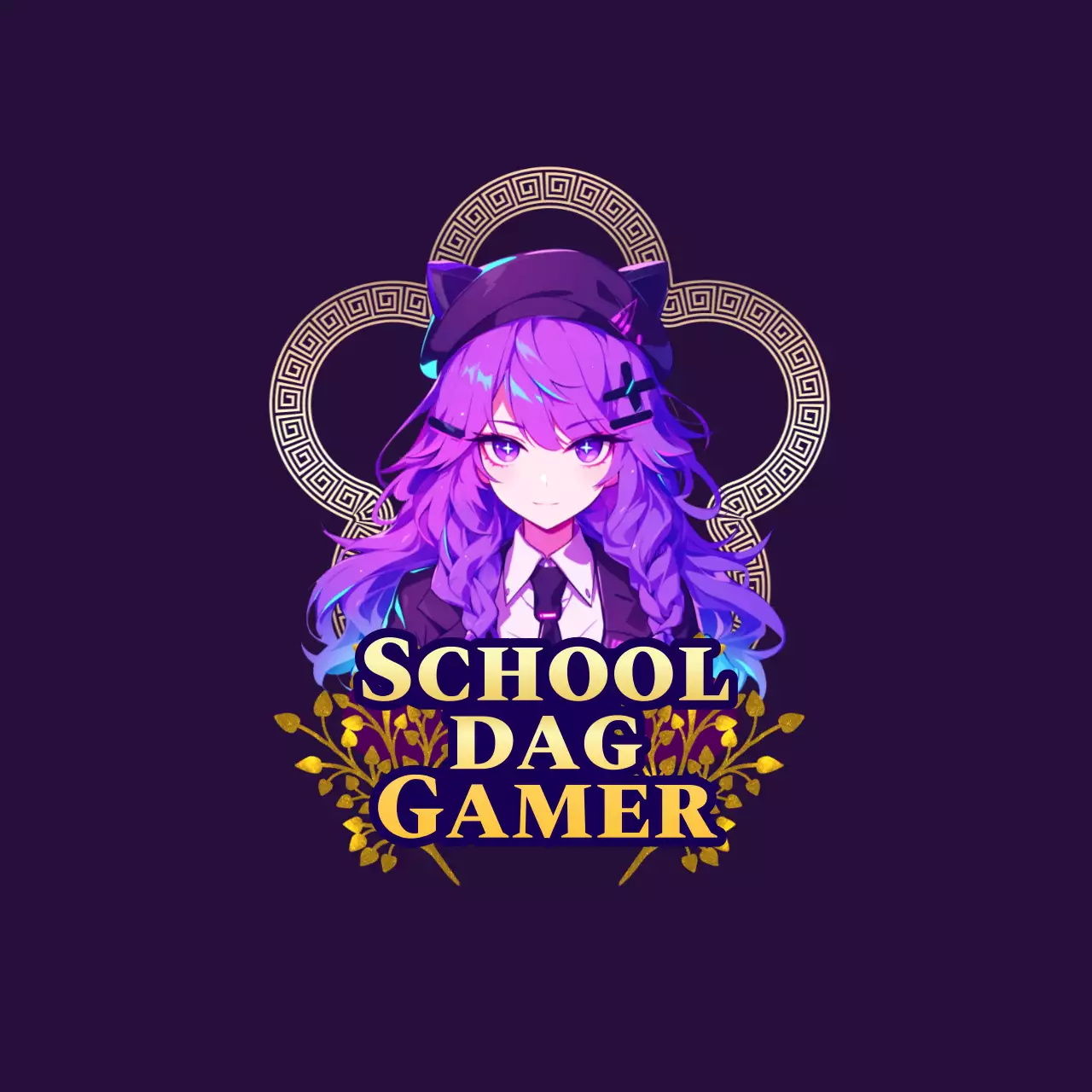 Geel en Paars Modern Schooldag Gamer Videologohoesje