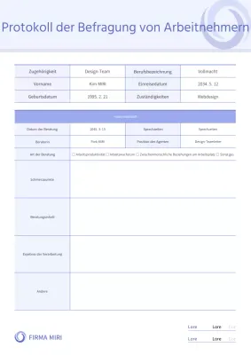 Einfacher, lilafarbener Bericht über das Interview