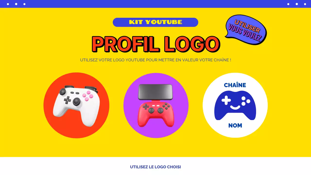 Faites la promotion de votre chaîne de jeux avec une touche de bleu et de jaune.