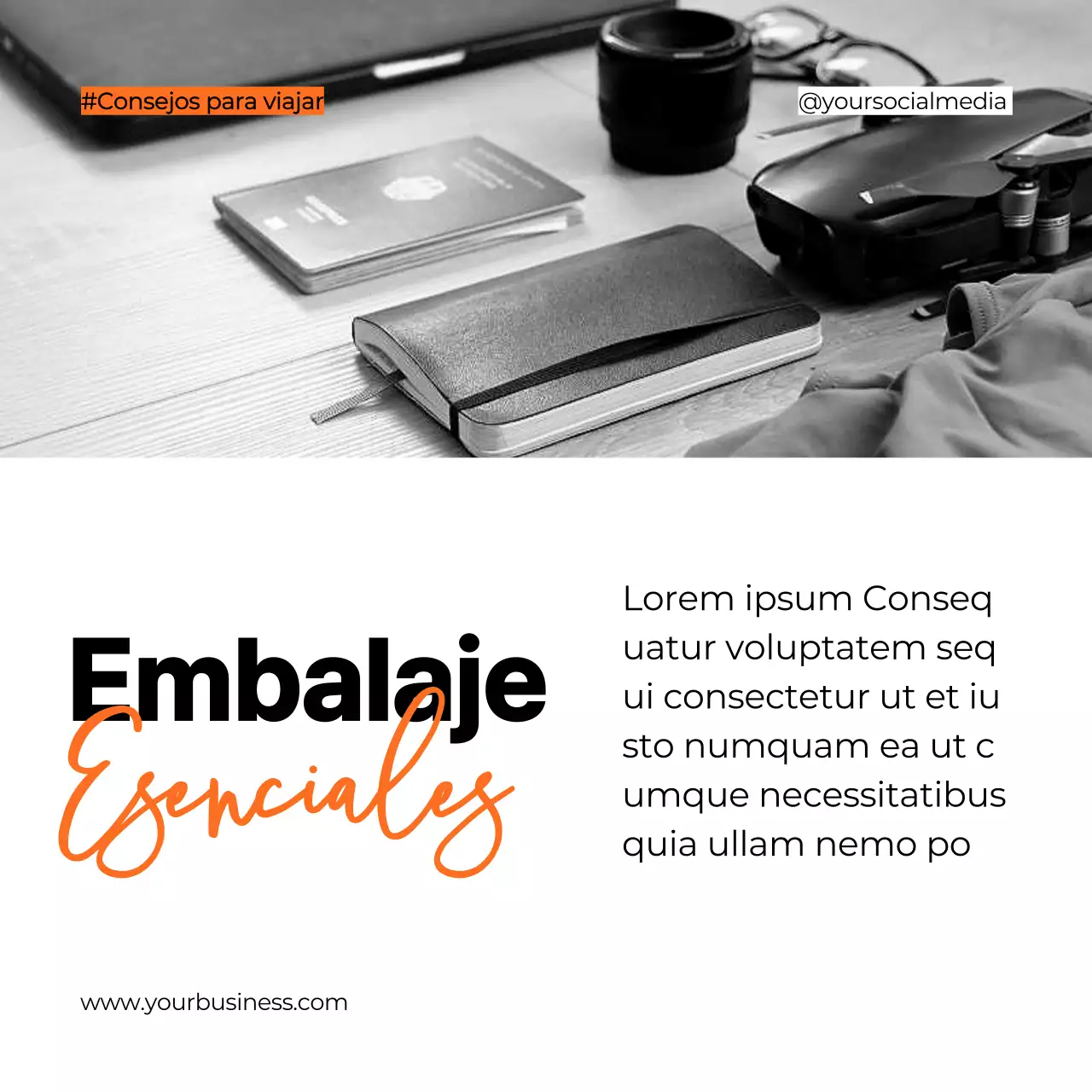 Negro Blanco Naranja Negrita Planificación de viajes Consejos Instagram Carrusel