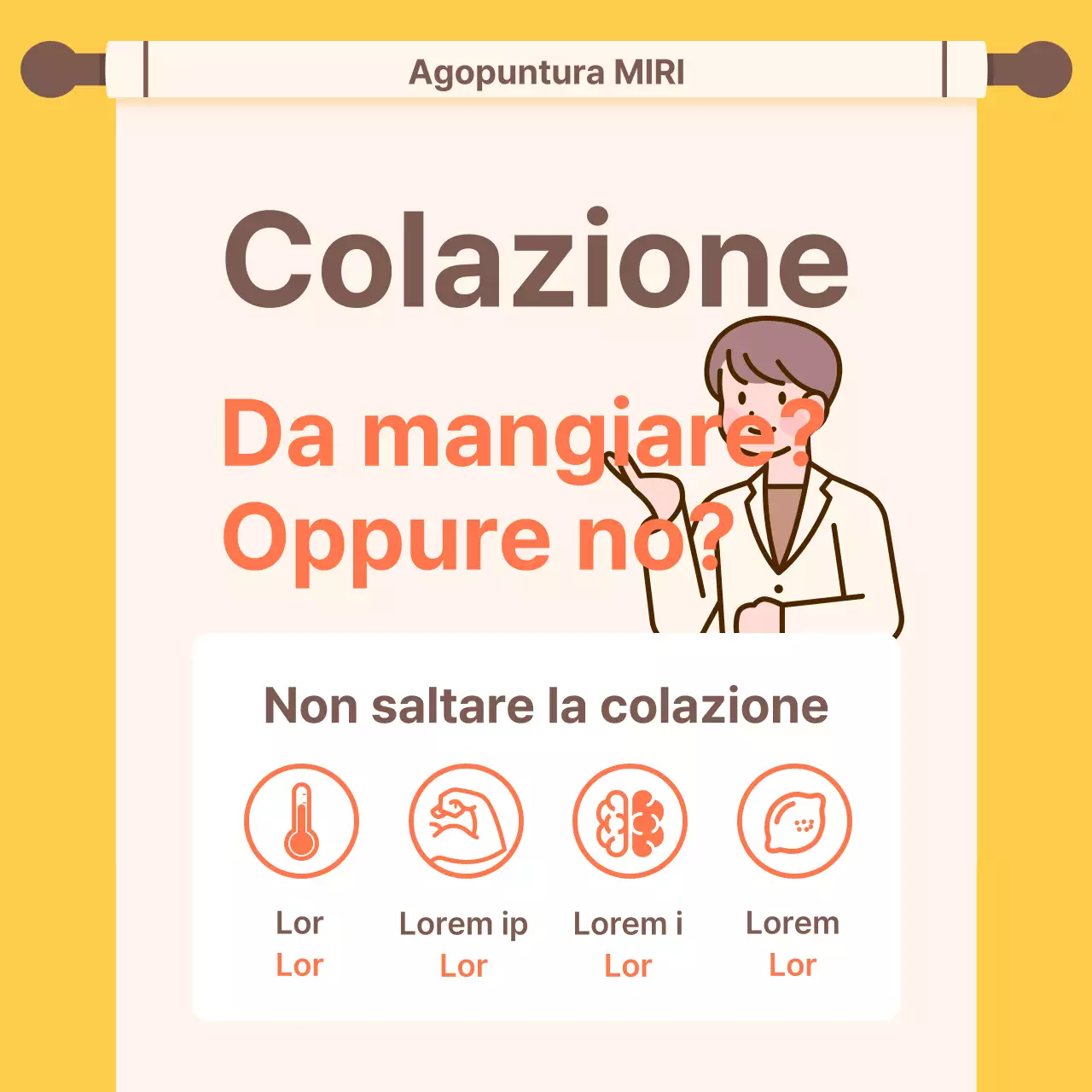 Promozione kitsch arancione e gialla della clinica di medicina cinese per la dieta