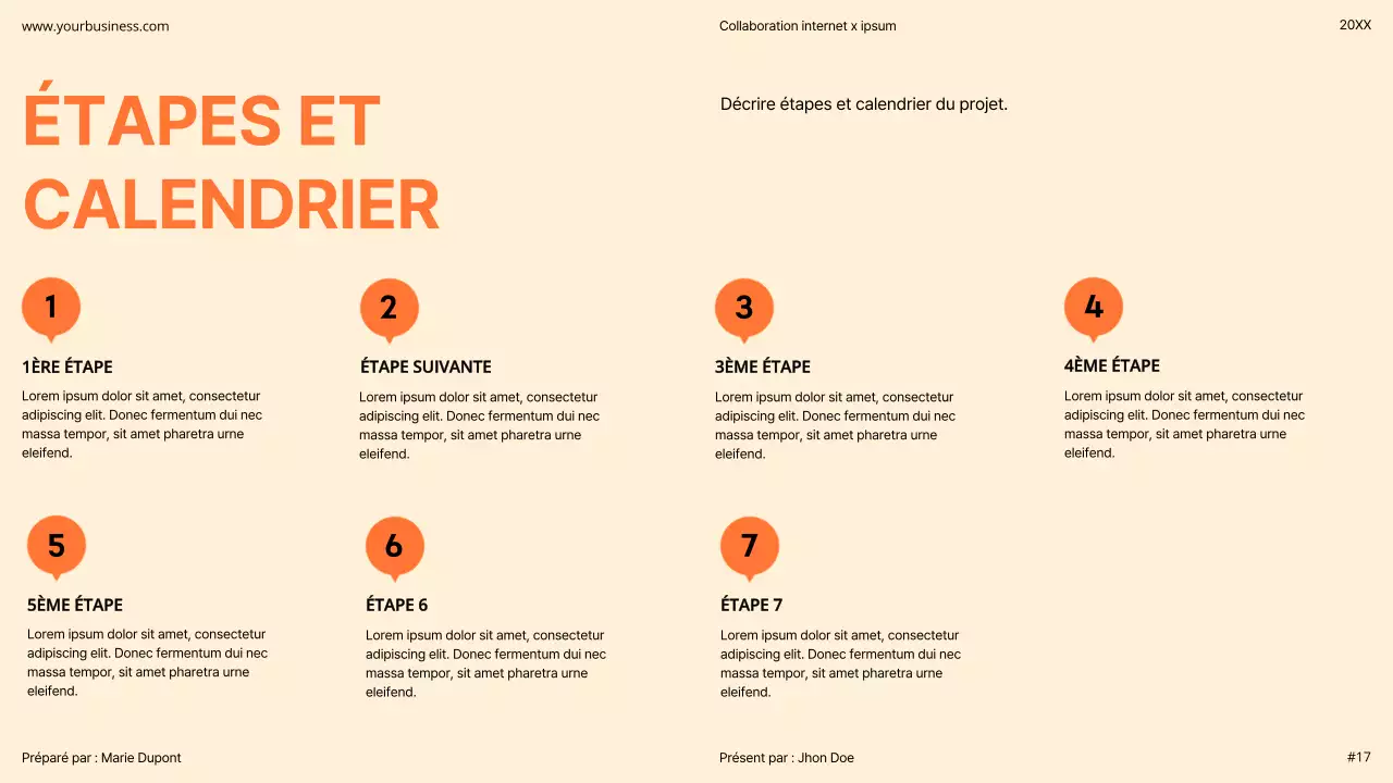Orange Moderne Minimal Gras Pitch Deck Proposition